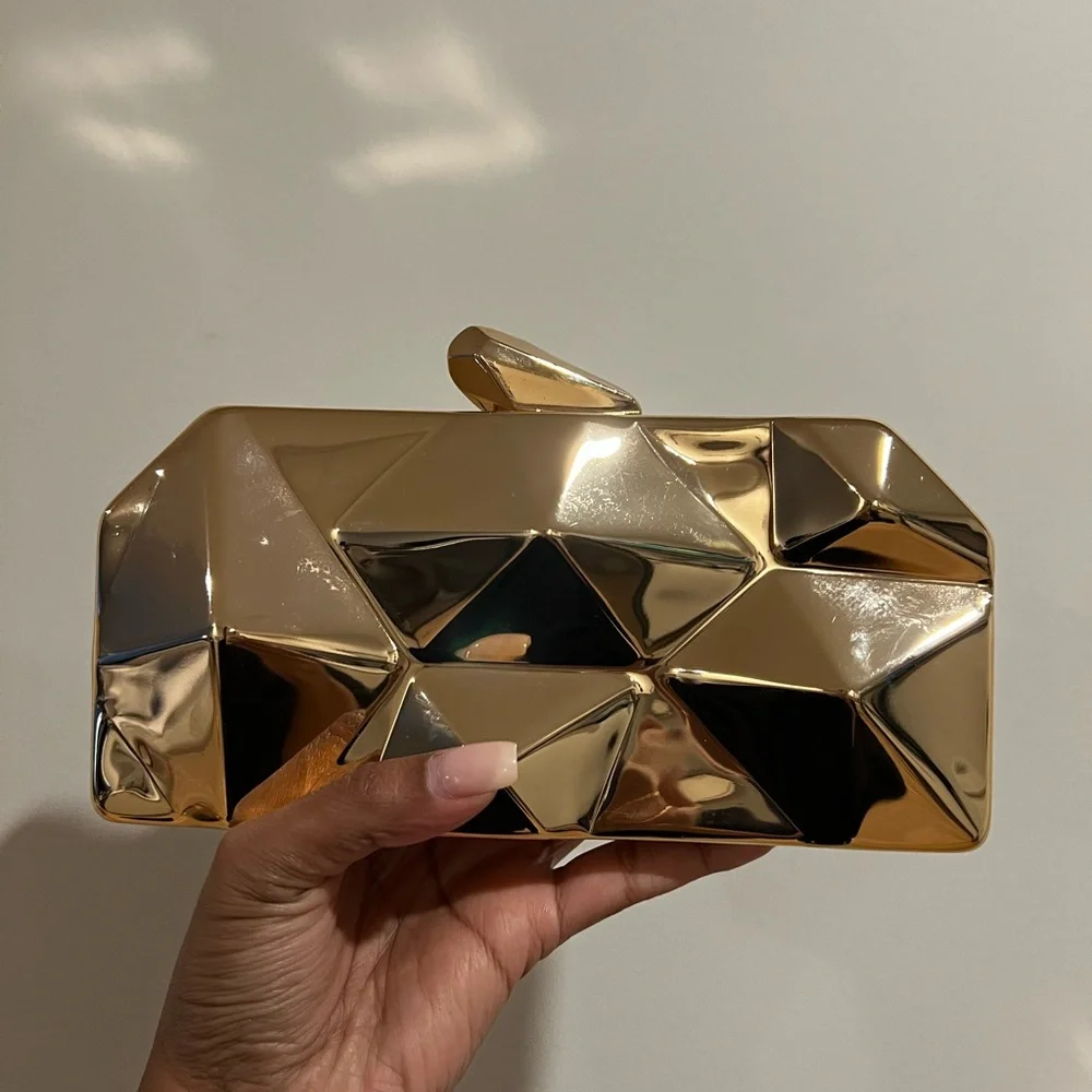 Gold Geometric Clutch - Picture 1 of 4